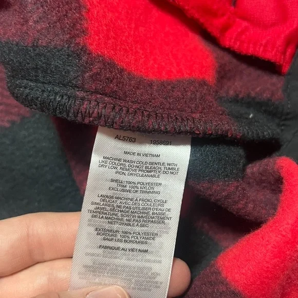 Columbia Red Black Buffalo Plaid Fleece Jacket Button Front Cozy Cabin Core - Picture 5 of 10